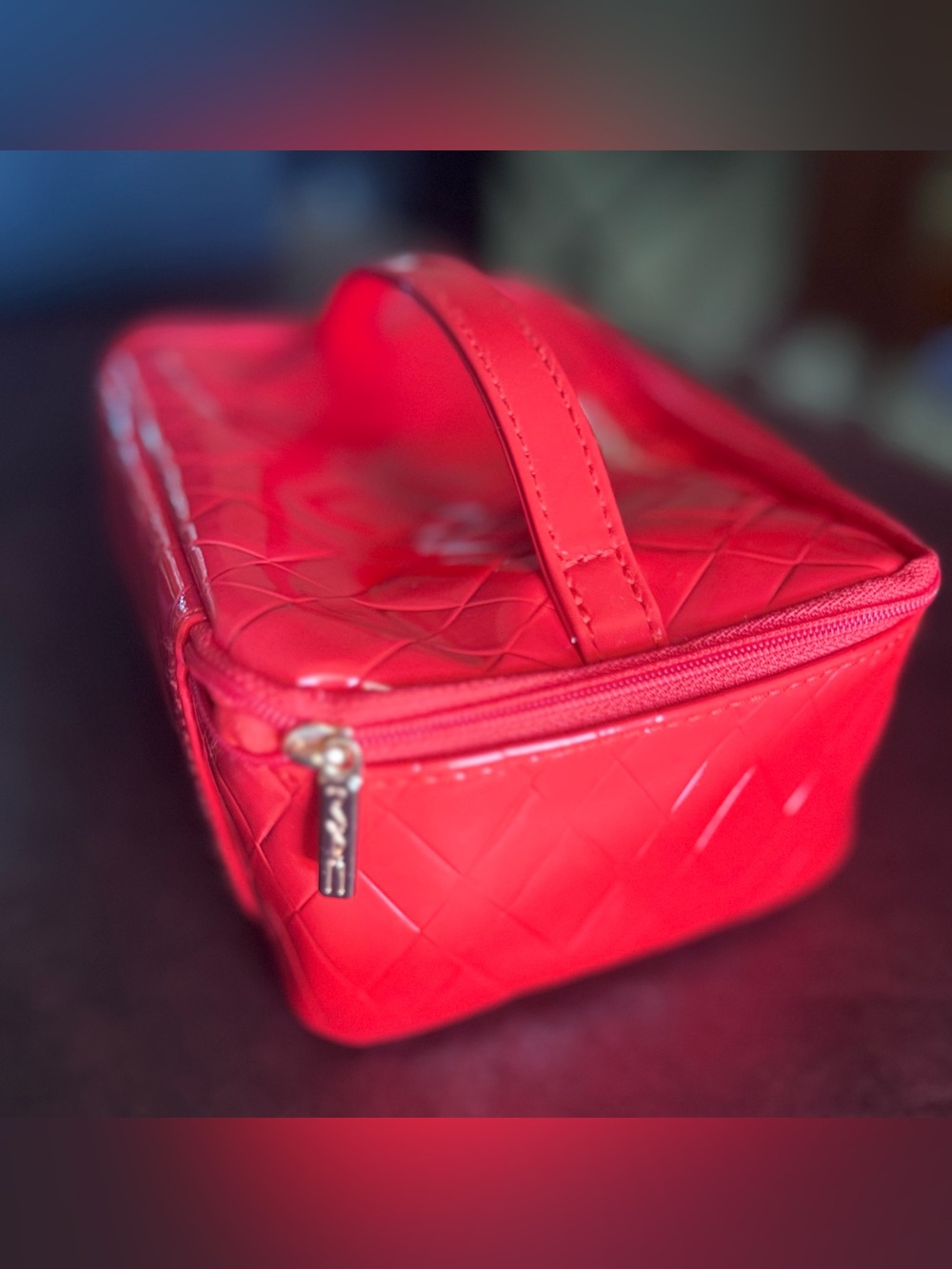MAC Cosmetics Quilted Red Top-Handle Makeup Case